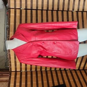 Liz clairborne red leather coat